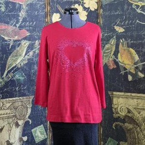 Karen Scott Whimsy Top - New Red Amore - Large